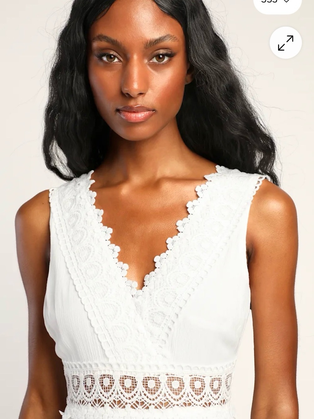 Lulus Spanish Sun White Sleeveless Tiered Lace Maxi Dress Size Medium - Picture 3 of 11